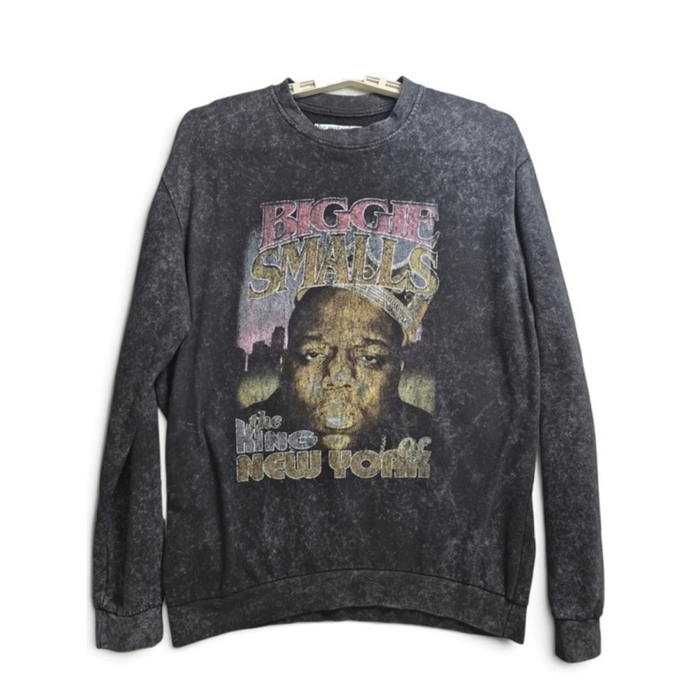 The Notorious B.I.G Biggie Smalls Graphic Sweatshirt Men XL Gray Vintage Look